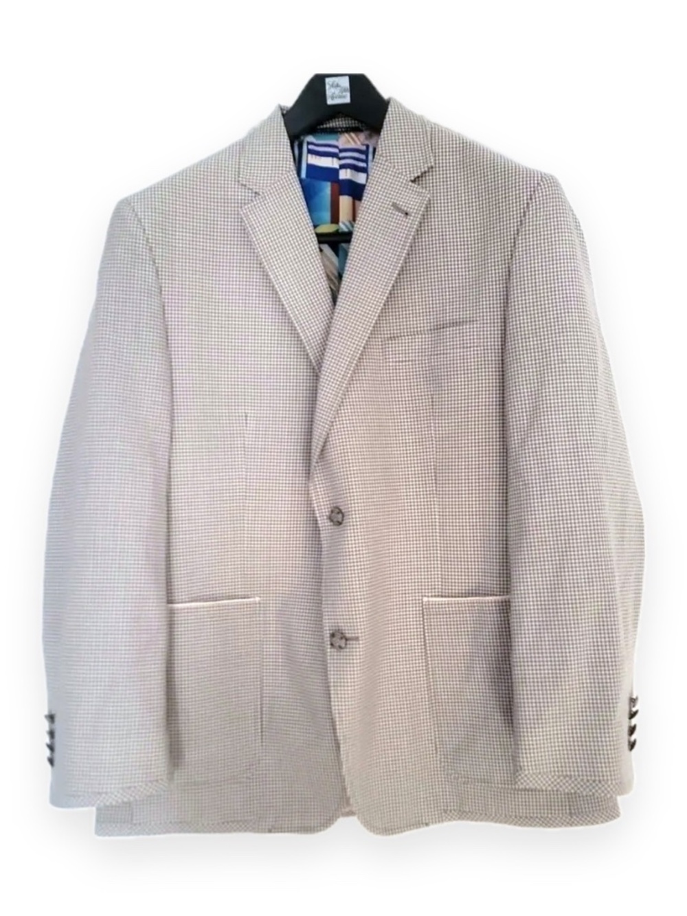 Robert Graham Mens XL Tan Textured Blazer Colorful Striped Lining